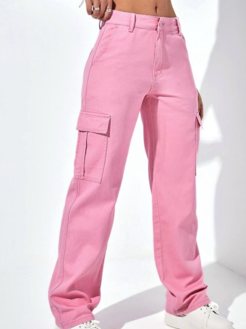 SHEIN Pink Women's Cargo Jeans Size 6 – Mid Rise Straight Leg